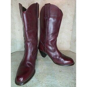 Vintage Dexter Western Leather Cowboy Boots Women Sz 7.5M Burgundy Cowgirl Shoes
